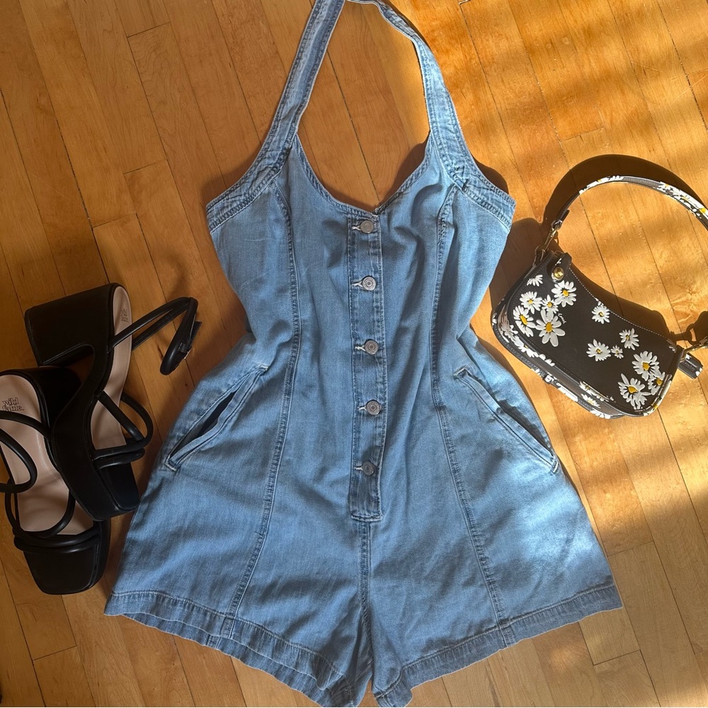 Levi's Jean Shorts Halter Romper